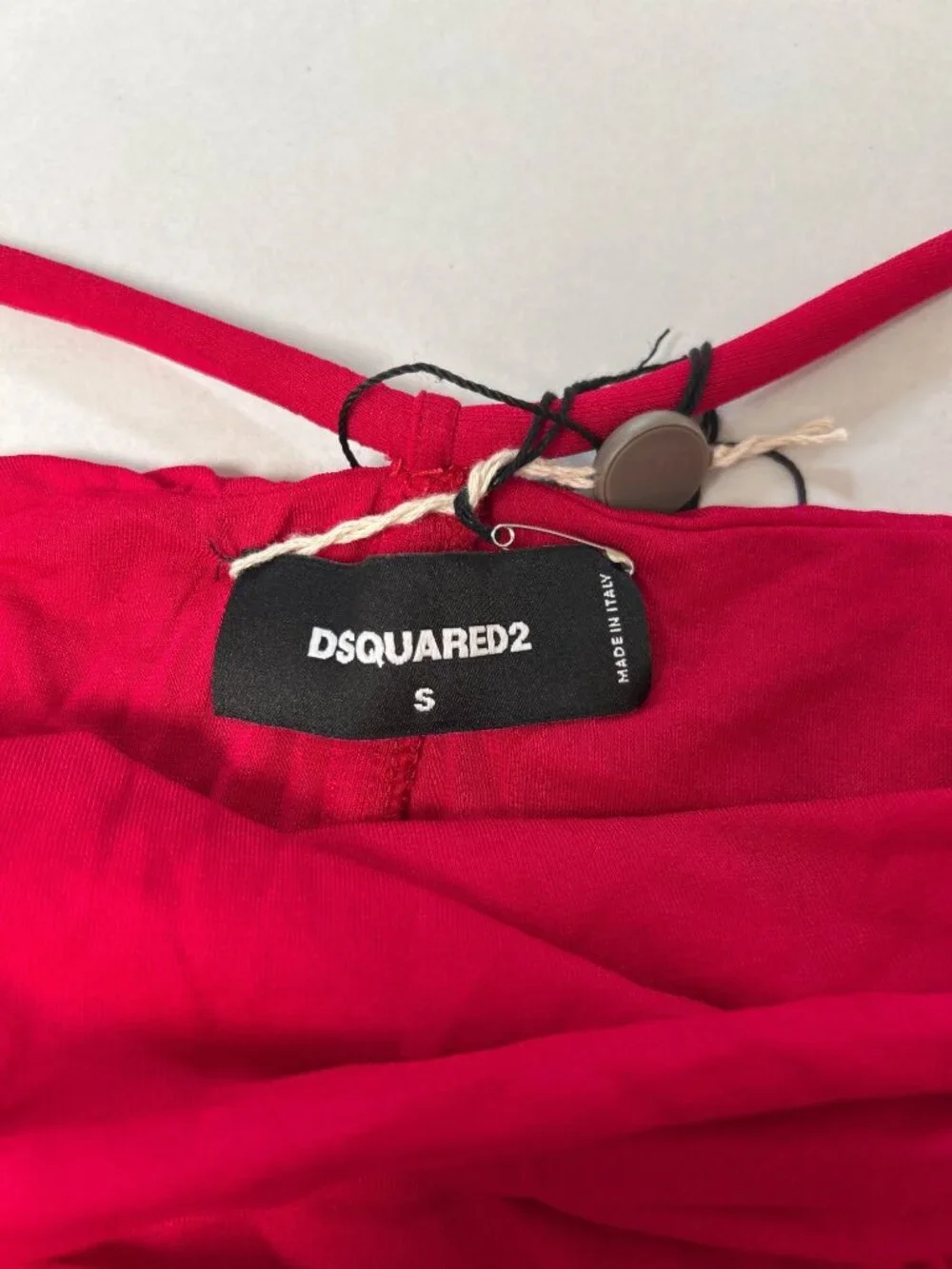 DSQUARED2 Spaghetti Strap Ruched Body Contour Top Bright Red Size Small NWT - Picture 3 of 6